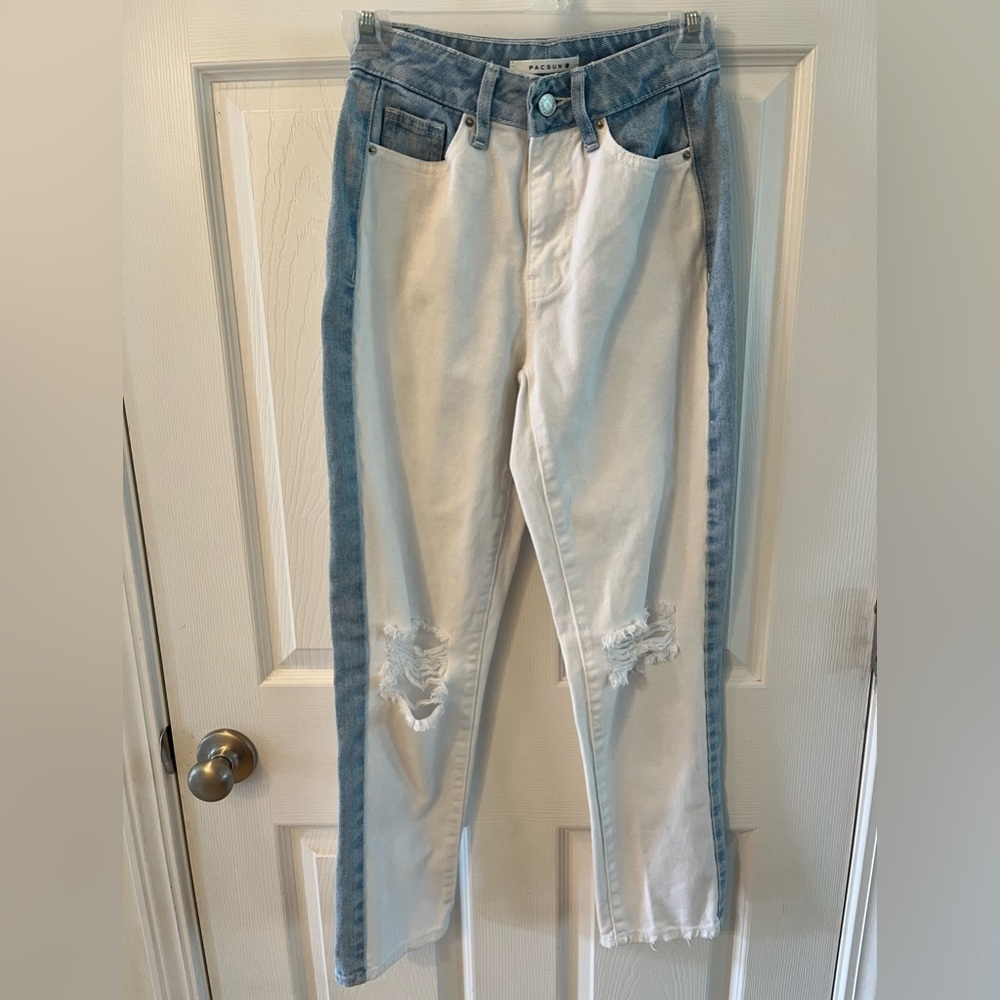 PACSUN MOMS Two Toned Distressed Jeans